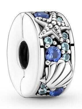 NEW Authentic PANDORA Pave Tropical Starfish & Shell Clip Charm 791678C01